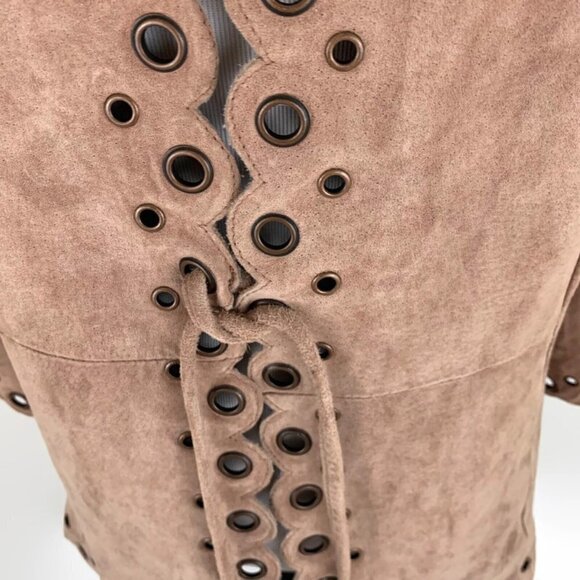 Linea by Louis Dell'Olia S Small Suede Jacket Eyelet Grommet Details Leather - Picture 4 of 8
